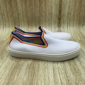 Women’s ROTHY’S The Sneaker WHITE RAINBOW LIMITED EDITION - SLIP-ON SIZE 6.5